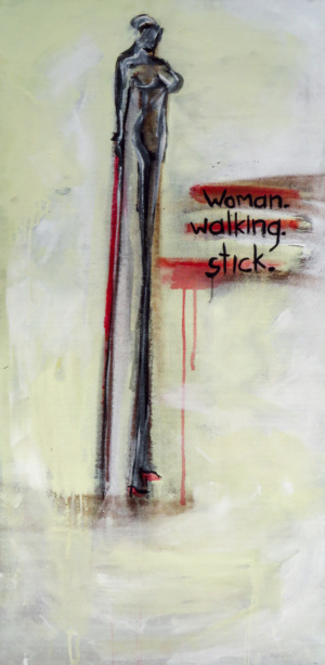 Woman. walking stick