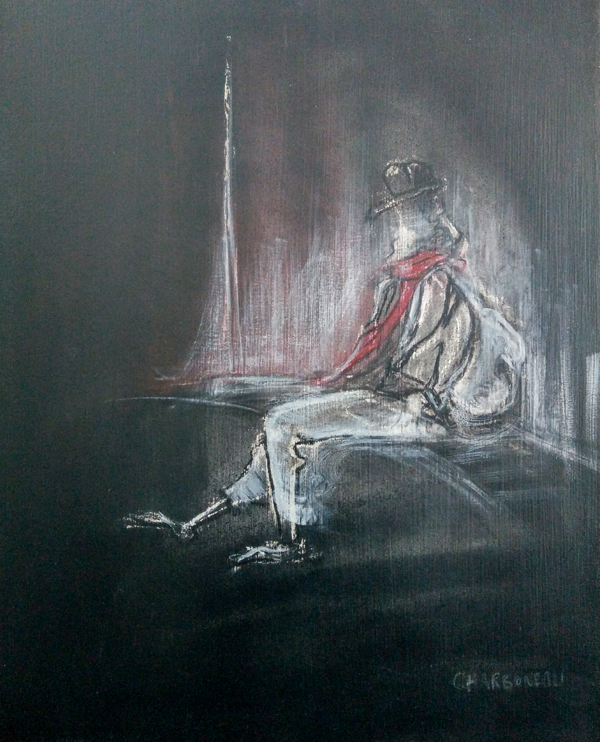 Park Man With A Red Scarf